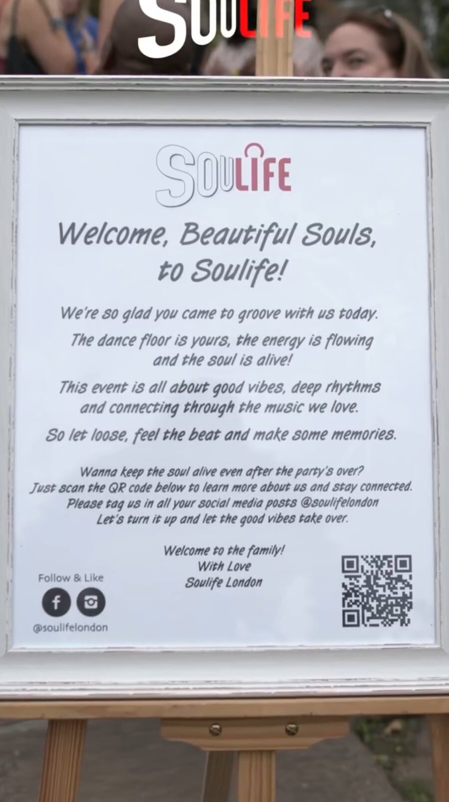 Welcome, Beautiful Souls — Soulife welcome board